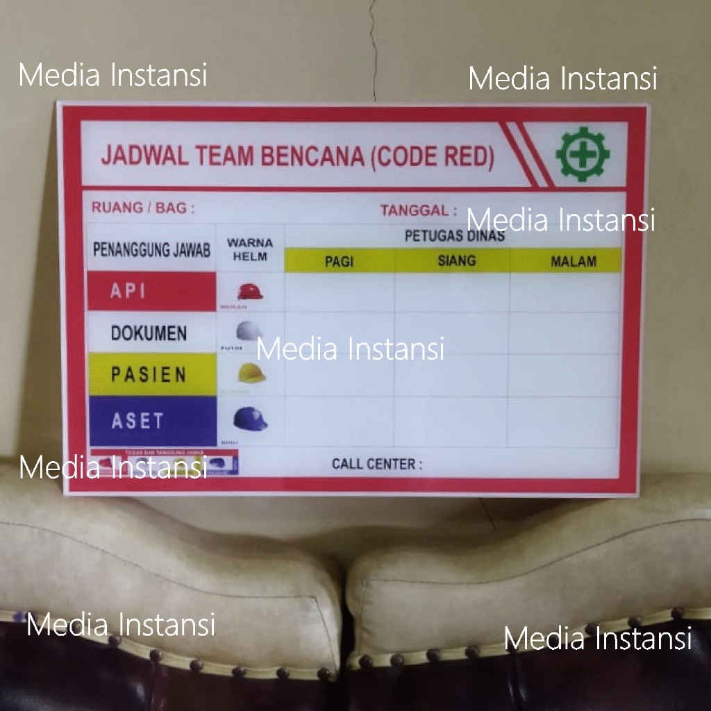 Akrilik Code Red Jadwal Tim Bencana | Akrilik Papan Siaga Bencana| Papan Akrilik Daftar Petugas Code