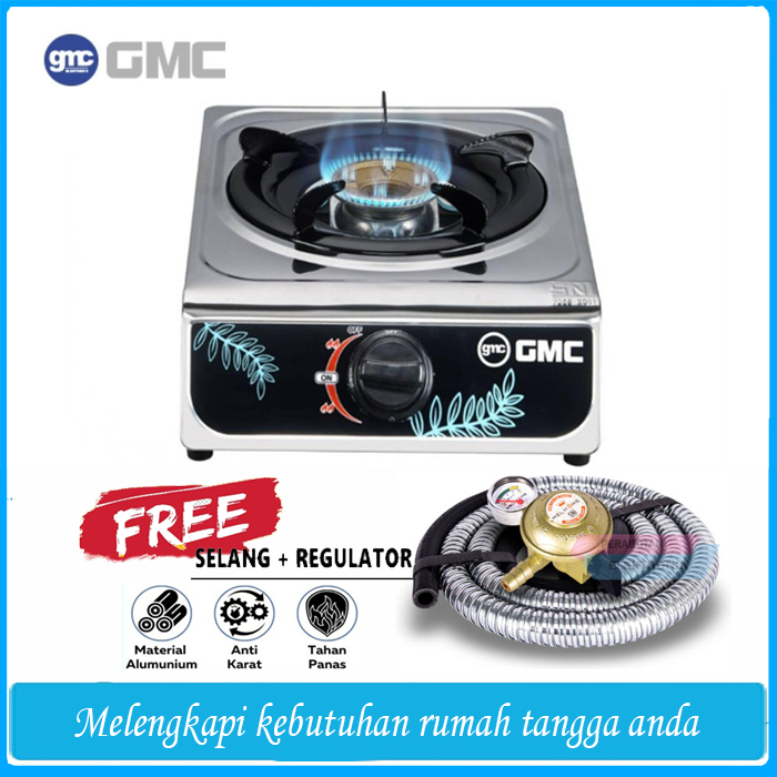 Kompor Gas GMC 1Tungku Stainliss / kompor 1 tungku murah/kompor 1 tungku + selang