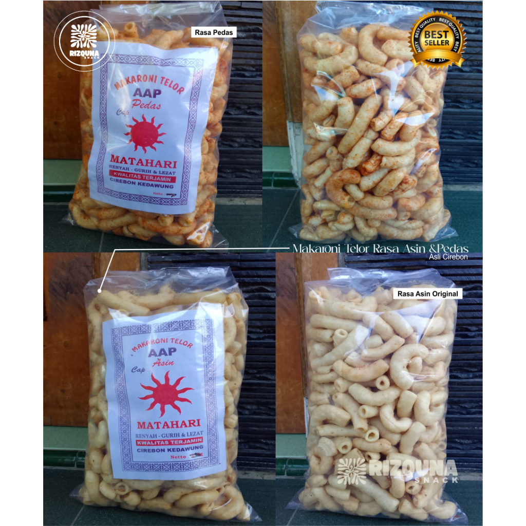 

MAKARONI TELOR VARIAN RASA ASIN & PEDAS GURIH RENYAH KEMASAN 500GRAM