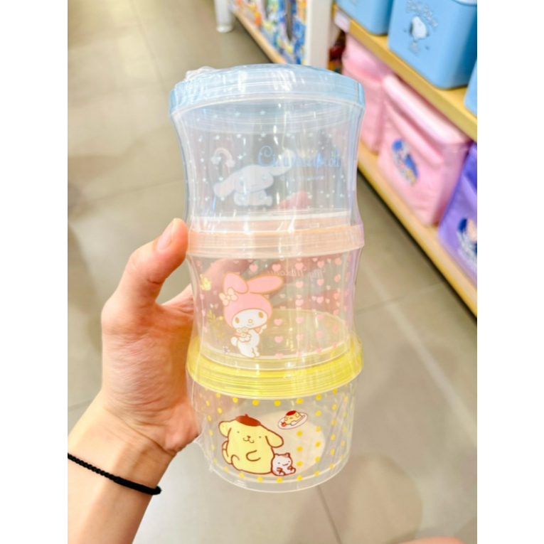 MINISO x SANRIO STACKABLE ROUND BENTO BOX / bento box susun sanrio 3 tingkat
