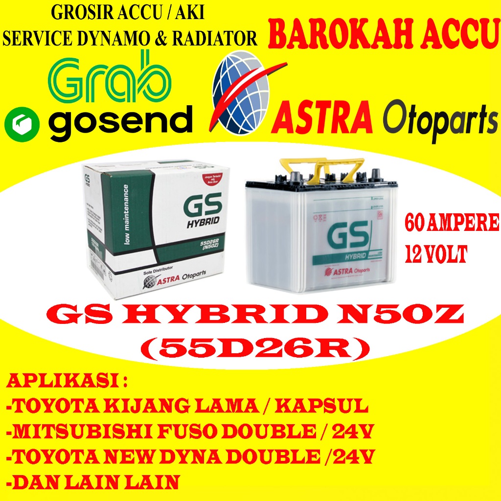 AKI GS HYBRID N50Z / 55D26R , 60 AH ASTRA OTOPARTS