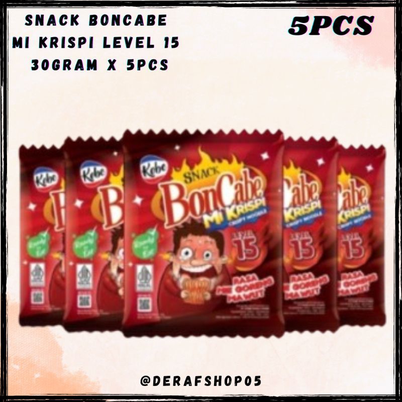 

Snack BonCabe Mi Krispi Lv15 Isi 5pcs x 30gram