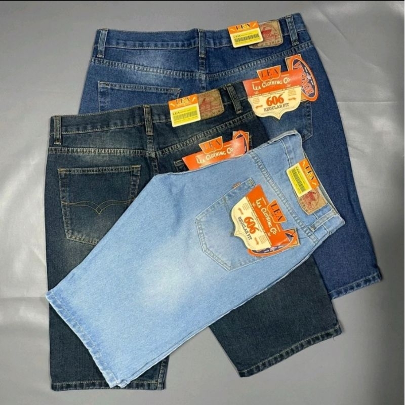 CELANA JEANS PENDEK PRIA LEA 606 TEBAL PREMIUM TERBARU MURAH