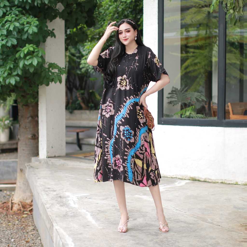 Daster Twil ori Ld 120 ,batik Qonita Kekinian Terbaru Lengan Rempel Busui Resleting Depan Bumil cant