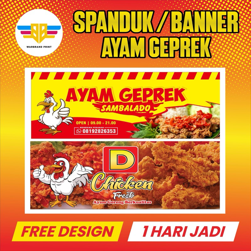 SPANDUK BANNER AYAM GEPREK TERMURAH - FREE DESIGN BERKUALITAS