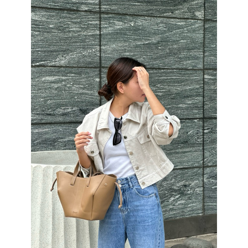 cream denim jacket - claryn the label