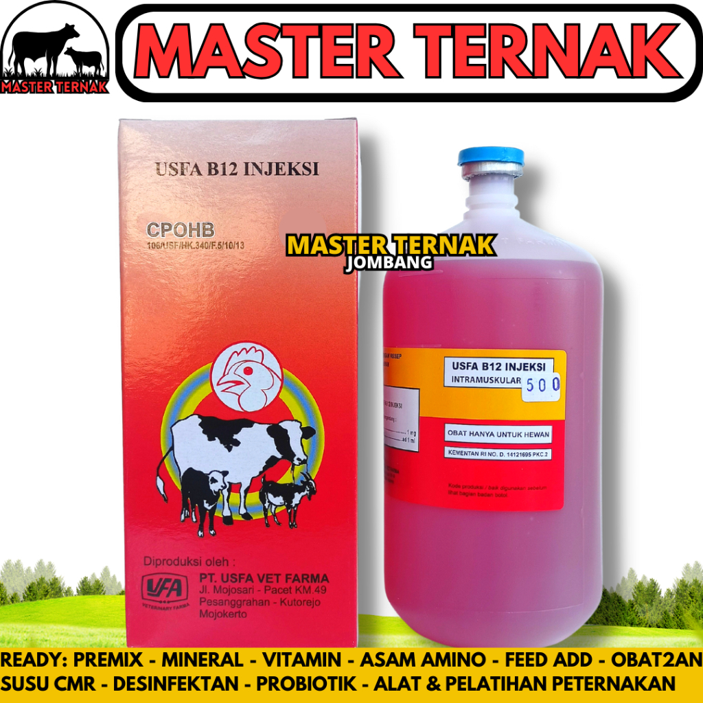 VITAMIN B12 500ML USFA - Vitamin B12 Kambing - Vitamin B12 Ayam - Menambah Nafsu Makan & Mengatasi A