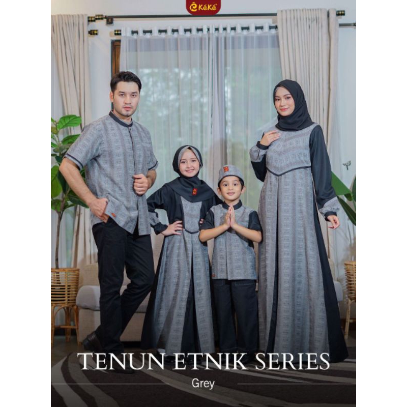 TENUN ETNIK BY KEKE BUSANA TENUN ABU-ABU TENUN MAROON GAMIS DEWASA GAMIS ANAK HARGA MURAH PROMO DISK