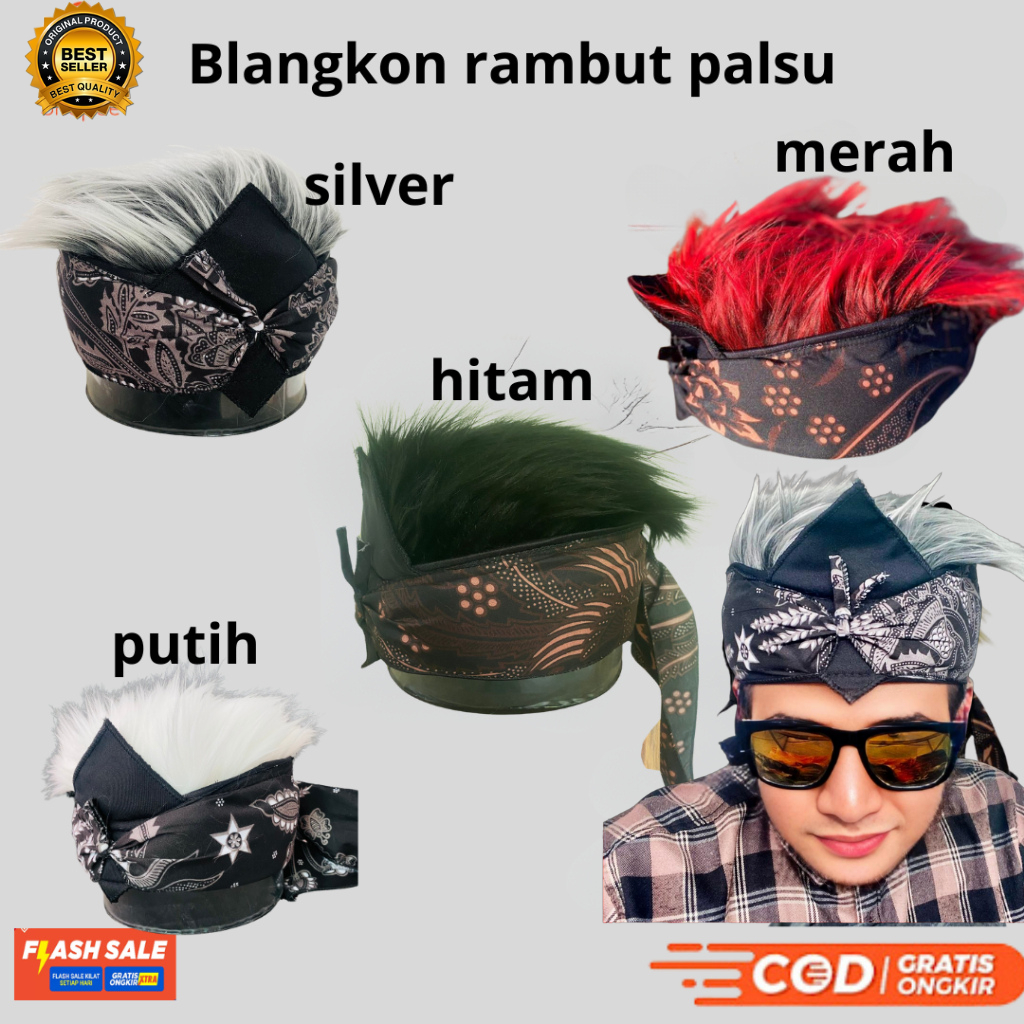 Blangkon Rambut Premium | Blangkon Jogja | Topi Sunda Rambut Palsu | Udeng | Totopong | Topi Udeng R