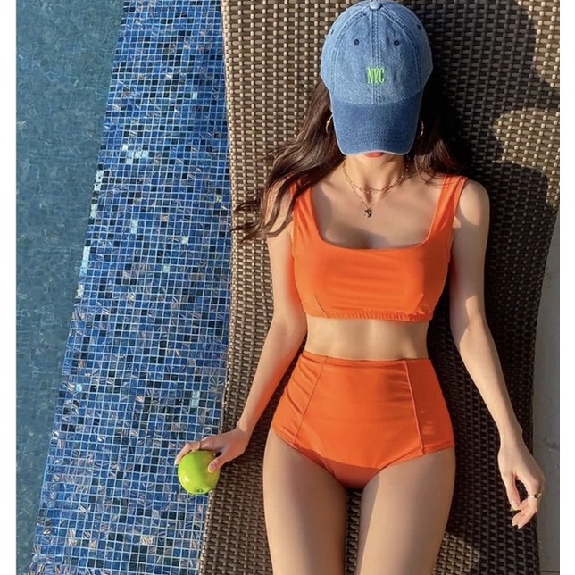 Serba Serbu  Bikini high waist wanita ZETTA Bikini Set Baju renang wanita two piece high waist orang
