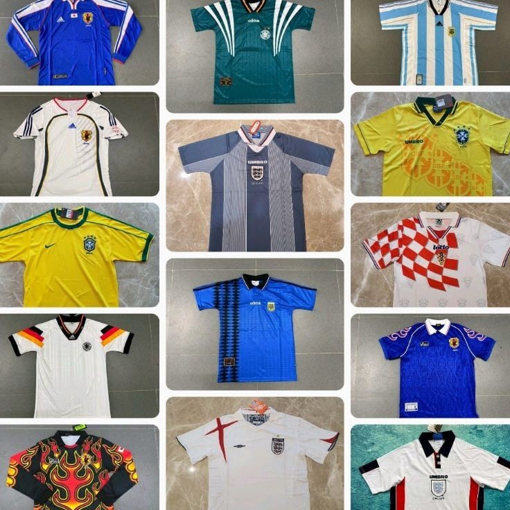 Grosir Terkeren  RETRO JERSEY BOLA NEGARA GRADE ORI IMPORT