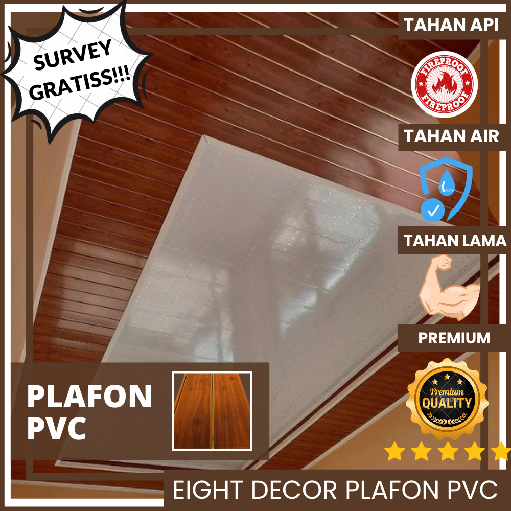 Plafon PVC Elegan Motif Kayu ED-13N/Dekorasi Atap Minimalis Murah/Plafon PVC Motif Tradisional