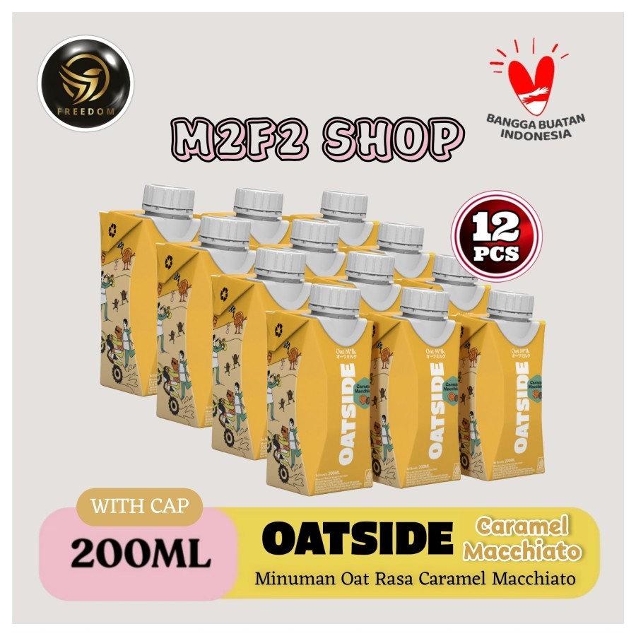 

OATSIDE Mini Caramel Macchiato Oat Milk Susu Gandum Karamel Kotak UHT - 200 ml (Kemasan 12 Pcs)