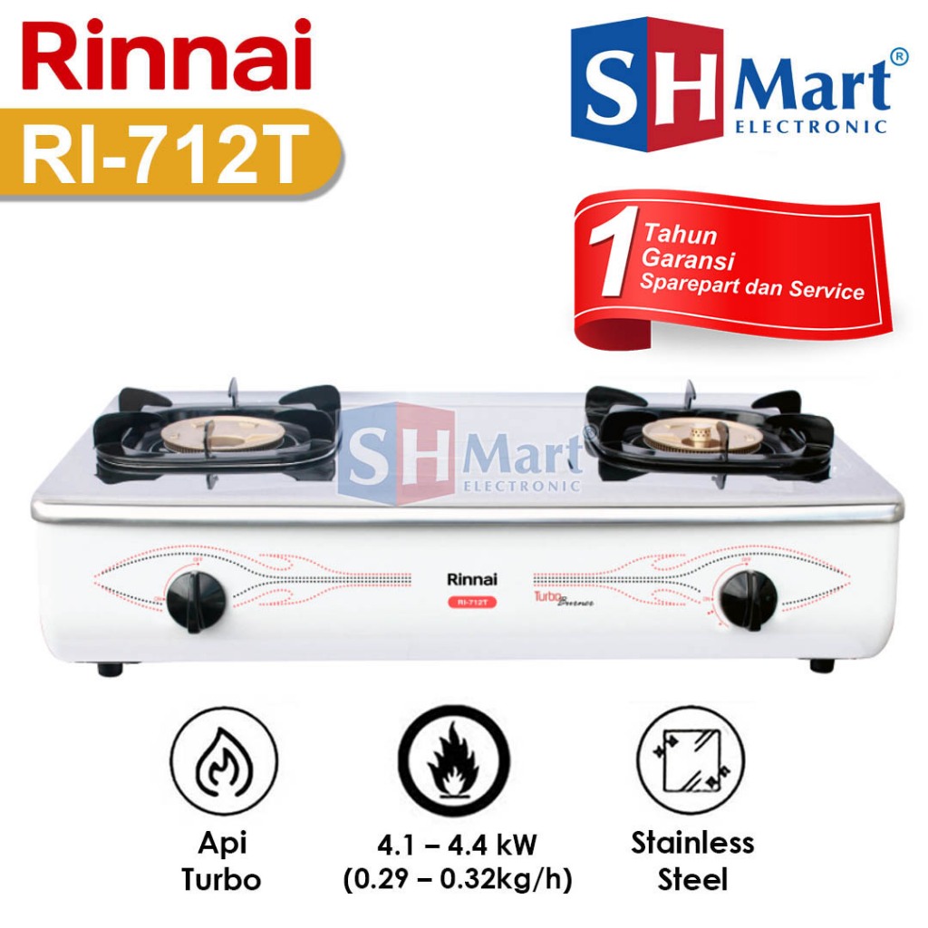 KOMPOR GAS RINNAI 2 TUNGKU RI 712 T / RI-712T (MEDAN)