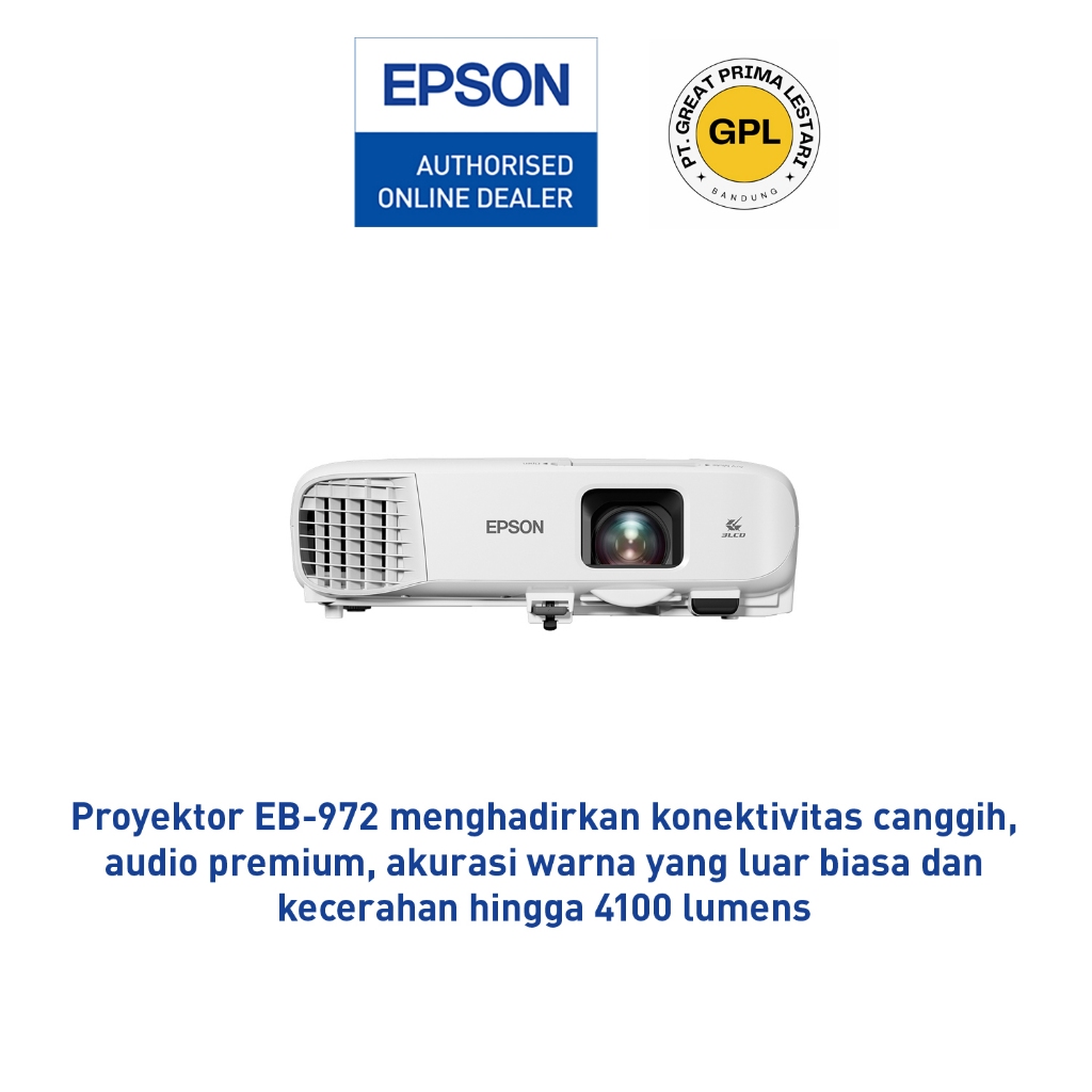 Proyektor EPSON EB-972 - 4100 Lumens, Putih, Proyeksi Luas