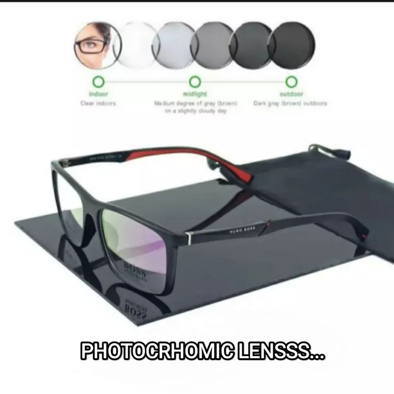Kacamata Pria Photochromic antiradiasi E053 | Frame ada pegas dan bahan | KACAMATA PROGRESIF