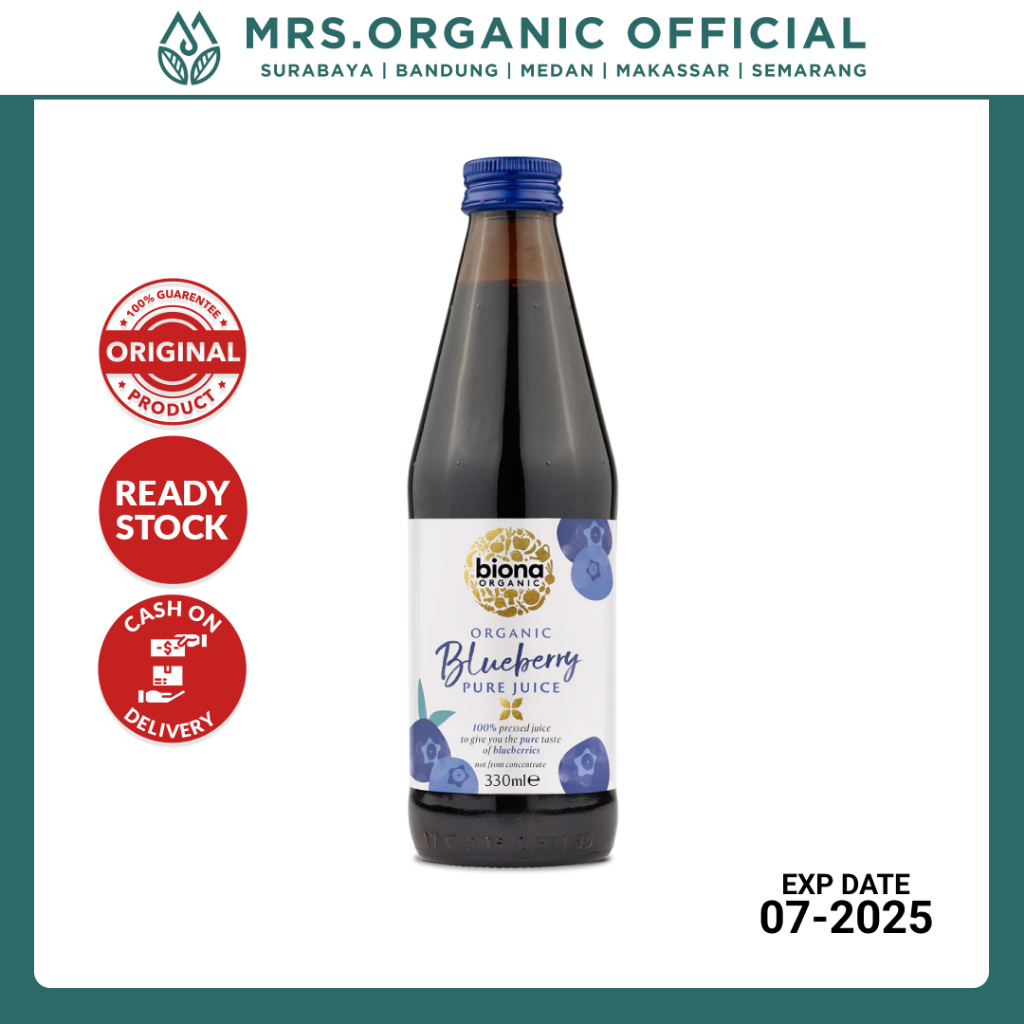 

Jus Buah Asli Organik Biona Organic Blueberry Pure Superjuice 330ml