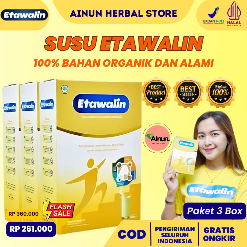 

ETAWALIN 3 BOX ORIGINAL- SUSU SENDI DAN TULANG ASAM URAT 100% BAHAN ORGANIK DAN ALAMI 200 GRAM COD