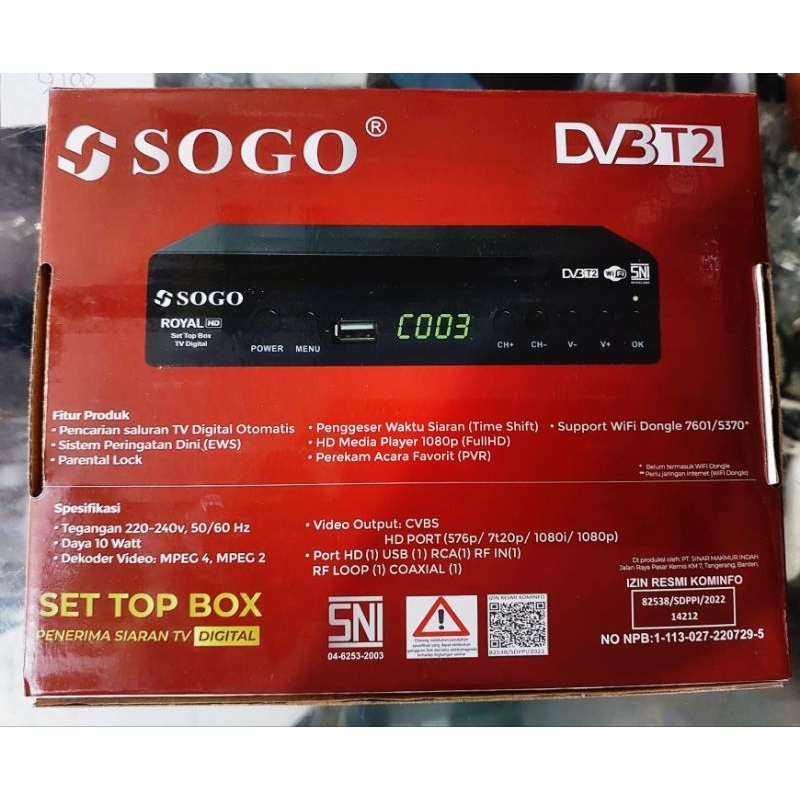 Set To Box SOGO/ Stb Penerima Siaran Tv digital Sogo