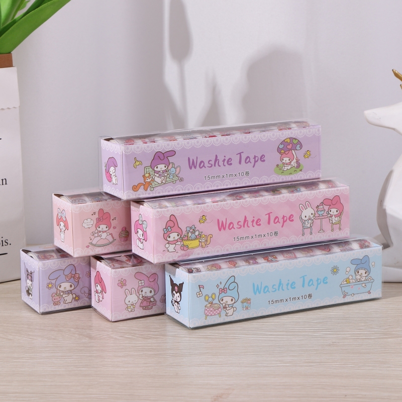 

TERFAVORITE 1 SET ISI 10 STICKER WASHI TAPE ROLL MOTIF LUCU / DIY WASHI TAPE MOTIF
