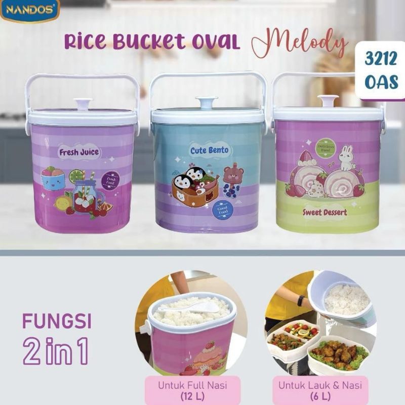 (Free 2 Tepak Makan) Termos Nasi 2 in Oval 12Liter Nandos