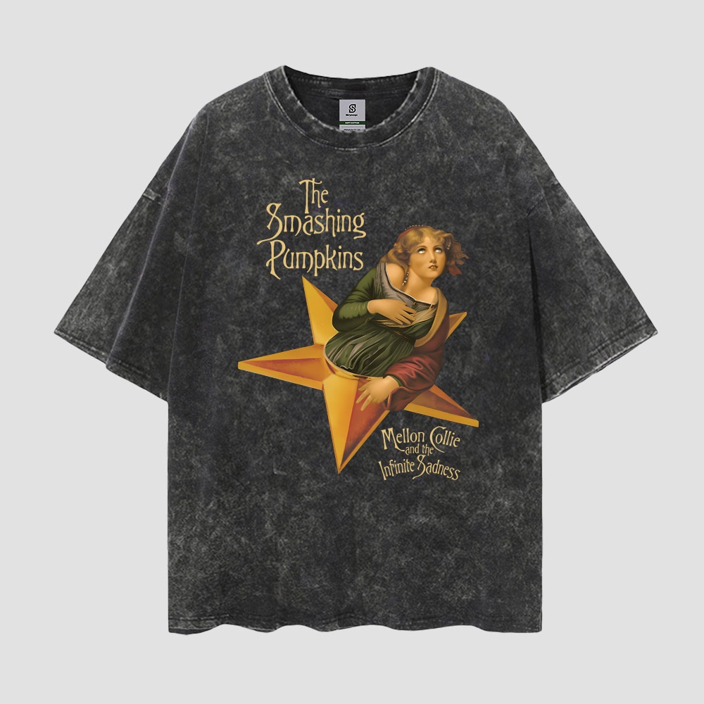 The Smashing Pumpkins Vintage  Style Oversize Washed Tee