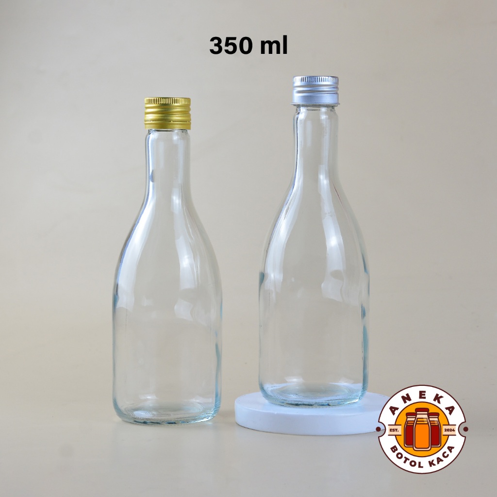 Botol Kaca 350ml Tutup Aluminium Gold Silver Botol Minuman Juice Susu Kopi 350 ml