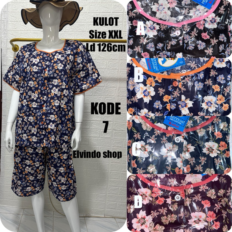 Babydoll KULOT 3/4 SET JUMBO XXL LD 126CM KATUN pretty girl