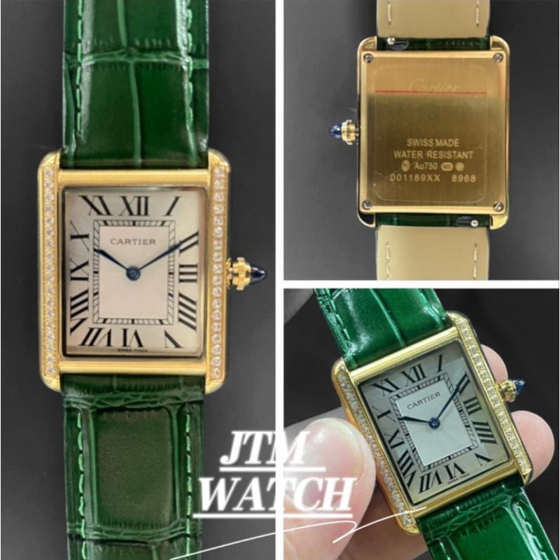 JTM WATCH Jam Tangan Wanita Cartier Tank Diamond Romawi Croco Leather Quartz Japan Movement