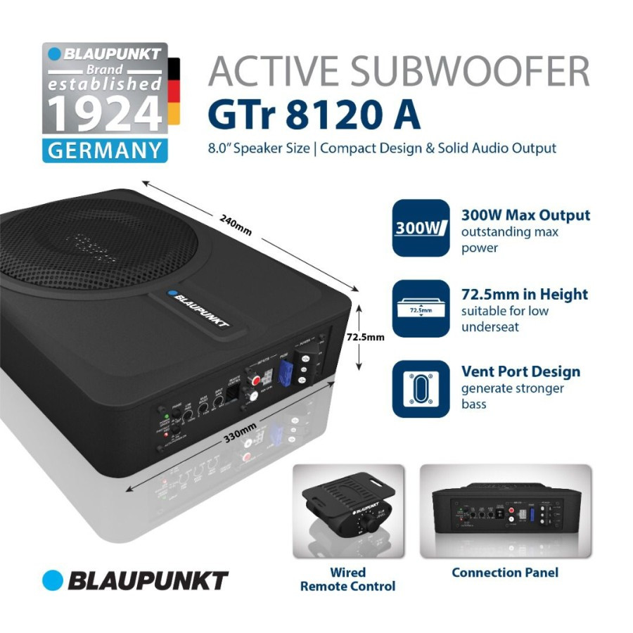 Subwoofer Kolong Active Blaupunkt 8120A 300W 8 Inch
