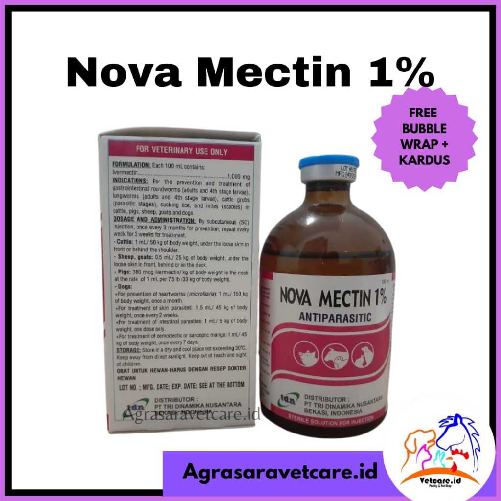 NOVA MECTIN 100 ML - obat cacing hewan SEPERTI IVERVET