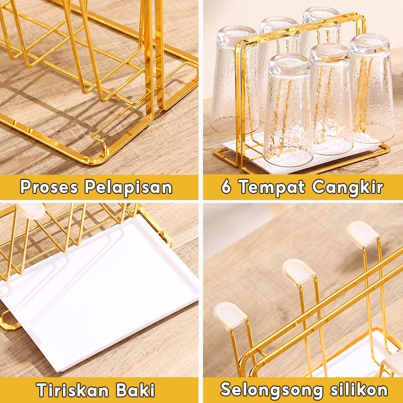 Awet Rak Gelas Stainless /Tempat Gelas / Rak Gelas Estetik Tempat Gelas Rak Gelas Gantungan Gelas