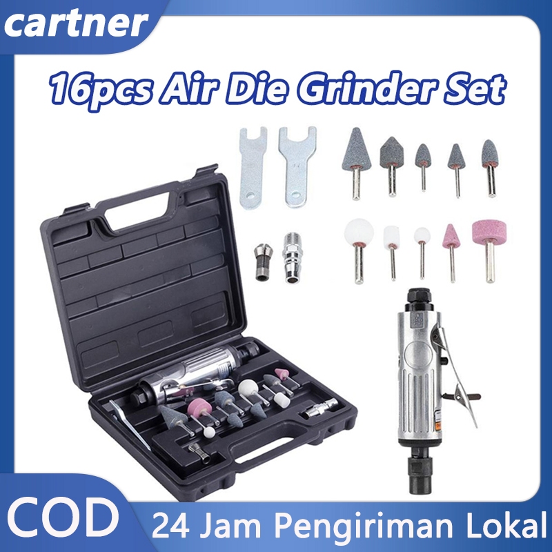16pcs Air Die grinder 1/4" Mesin Gerinda Angin 3mm - 6mm Alat Cuner Kecil Gurinda Tuner
