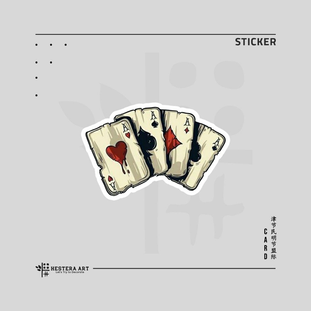 

Stiker Card Sticker Vinyl Doff Laminasi | Stiker Kartu As Spade, Heart, Diamod, Club