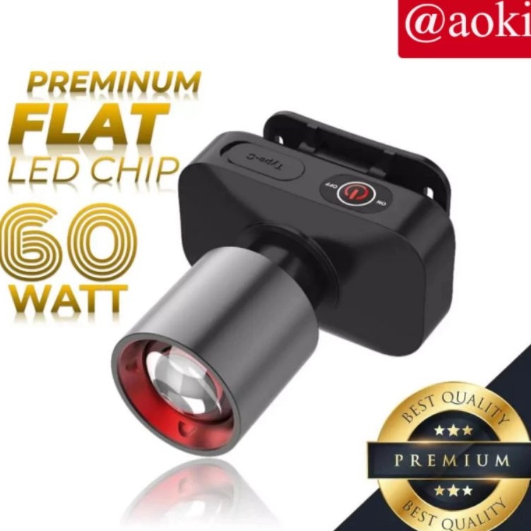 Senter Kepala Cas Zoom LED Laser Aoki 3 Mode Cahaya KODE C1C3