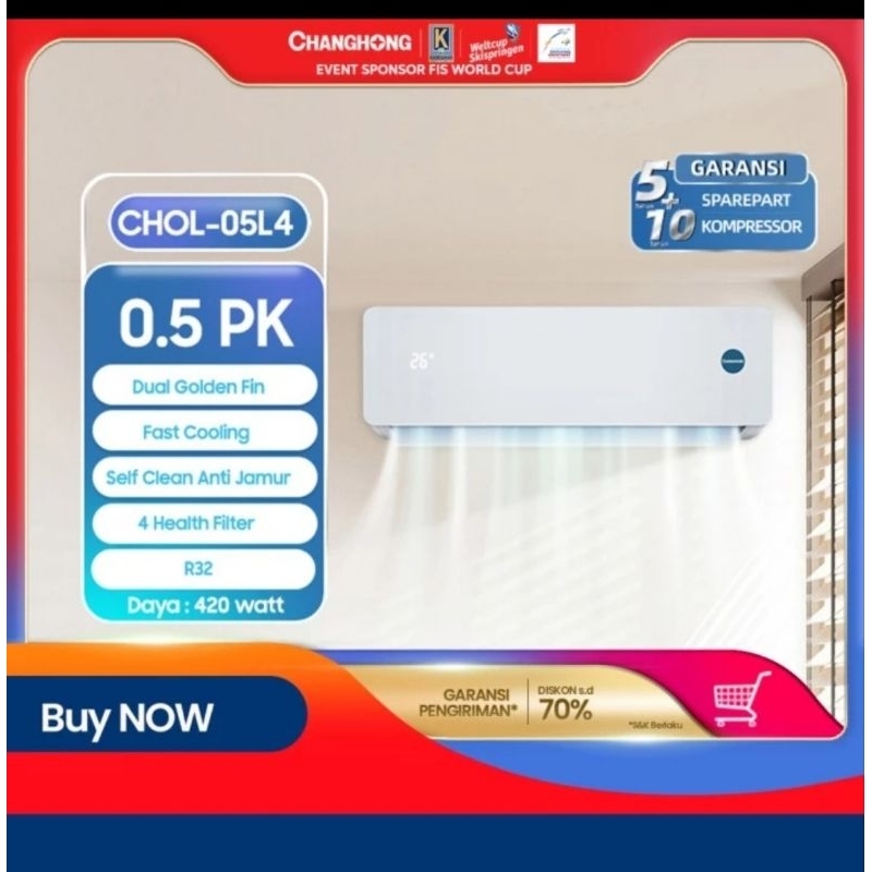 AC CHANGHONG 1/2PK STANDAR CHOL-05L4+PASANG