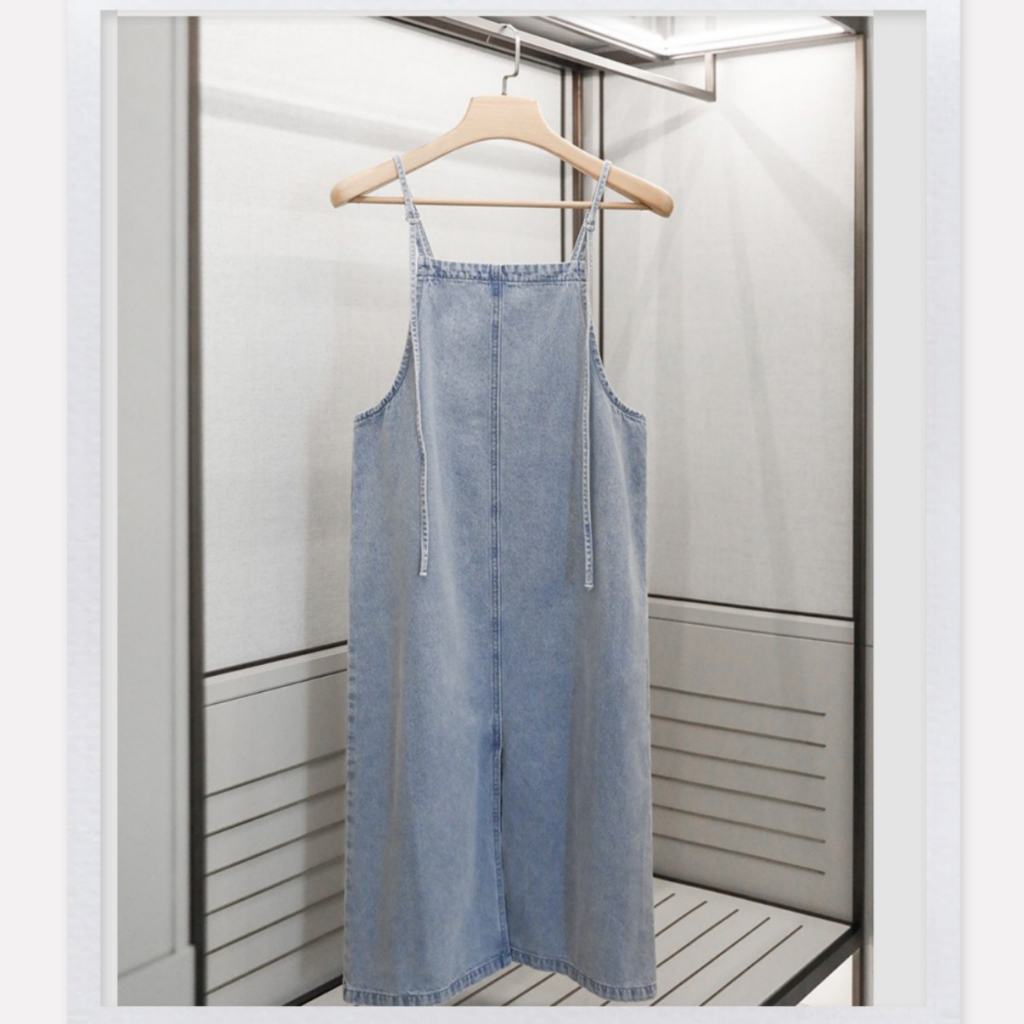 Keygirl overall jeans wanita korean Fashion dewasa rok panjang jumbo dress midi fashion wanita overa