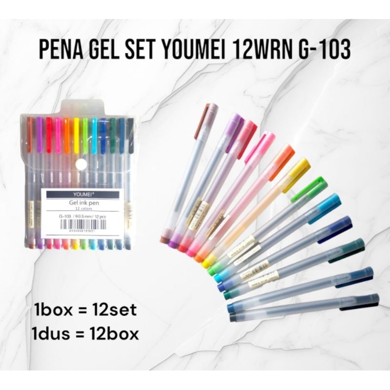 

pena gel set youmei 12 warna kode G-103 / pupen gel set warna