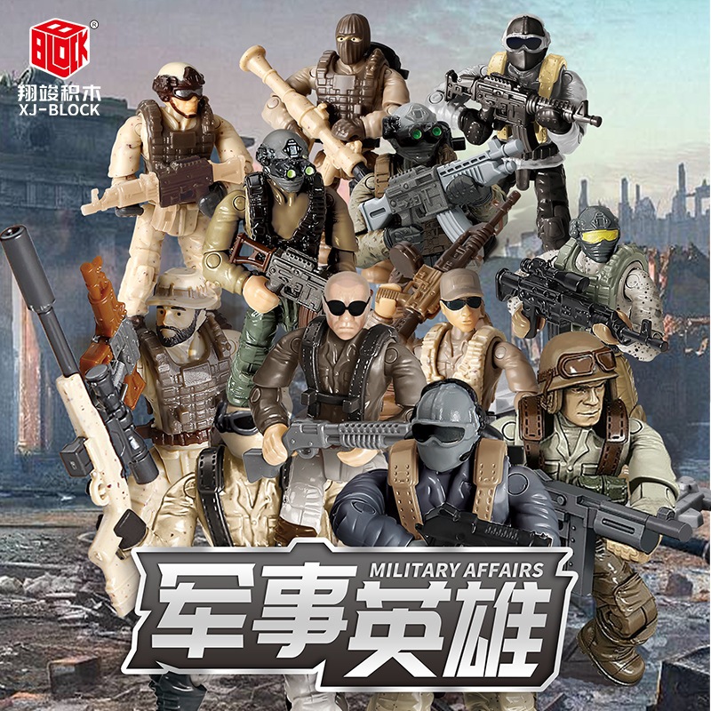 Figure mini balok susun tentara dan SWAT skala megablock - Satuan - Mini Figure Tentara Block Megabl