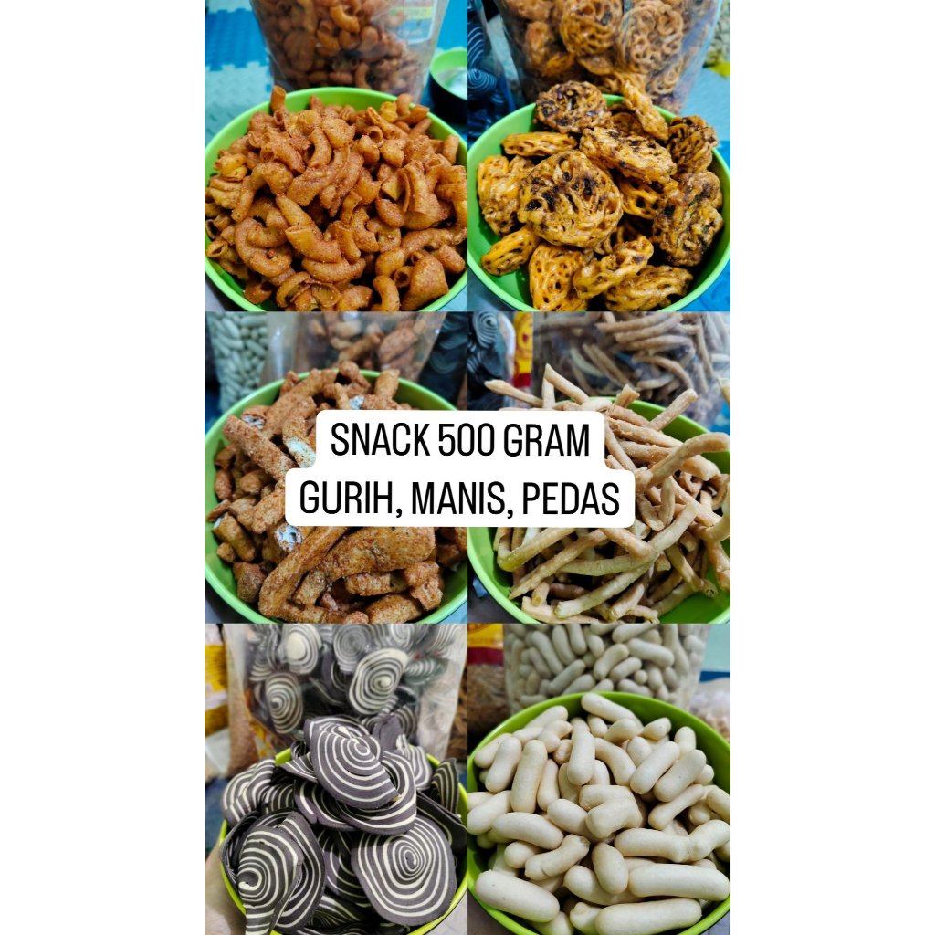 

Snack Kiloan Serba 500 Gram Gurih Asin Manis Pedas