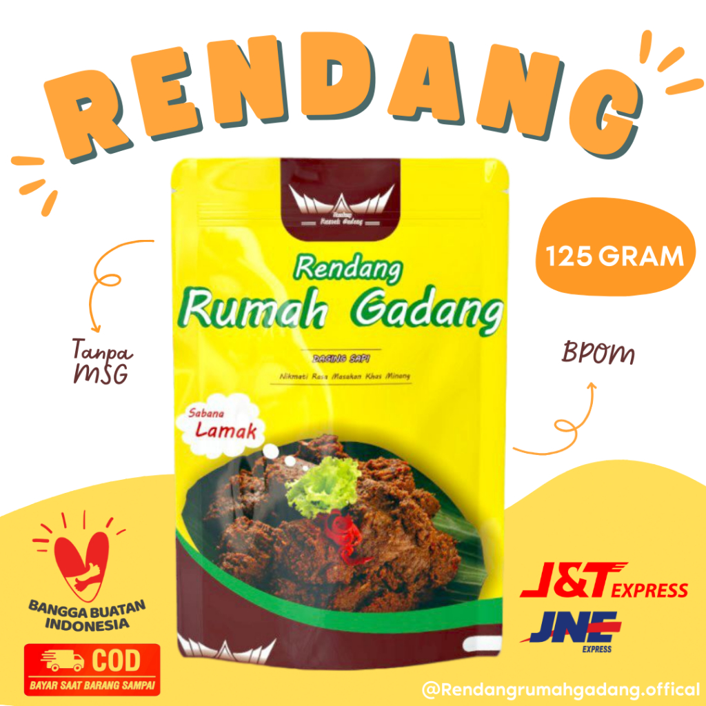 

Rendang Daging Sapi Iris kemasan 120 gr Asli Minang Padang PRMO !! By Rendang Rumah Gadang Lamak Bana