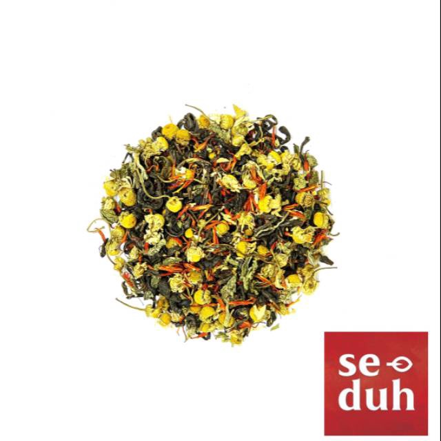 

DIJAMIN MURAH SUNSET BREEZE Tea Blend Chamomile Mint Safflower Green Tea 15 gram 6 gram