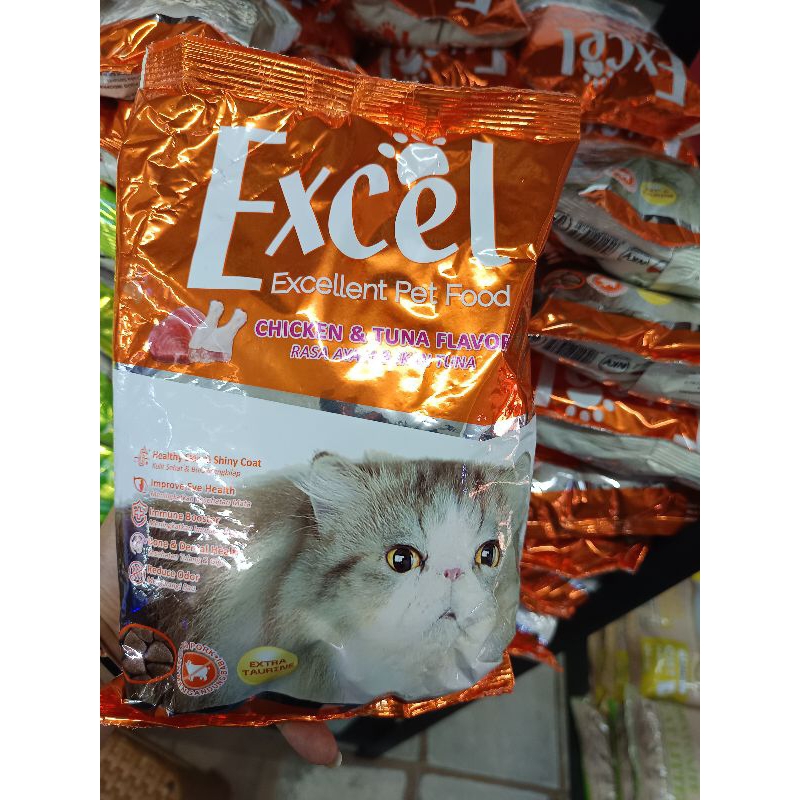 Cat food / makanan / pelet kucing Excel rasa ayam dan tuna 500gr