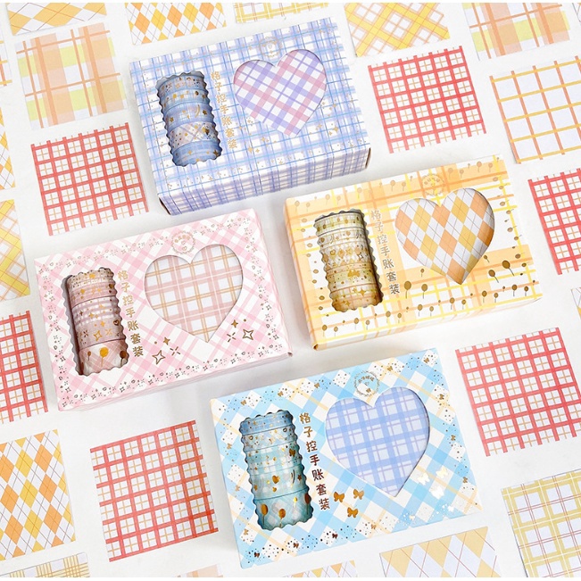 

MURAH MERIAH SQUARE Memopad With Washi Tape in BOX SET Memopad dan washi tape motif SQUARE GRID