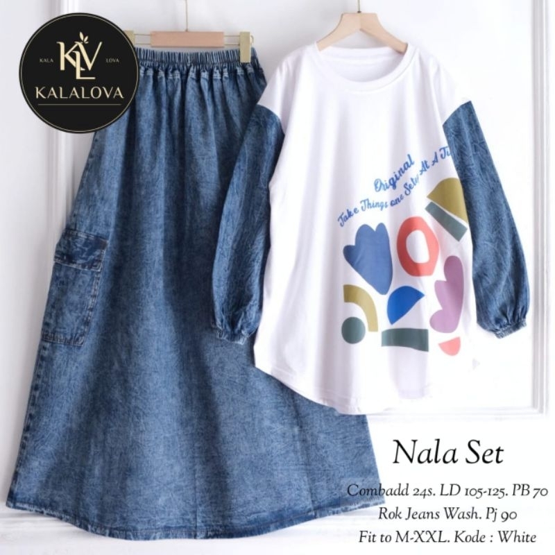 NALA SET ROK JEANS MIX KAOS COMBAD by KALALOVA