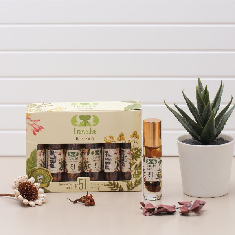 Erawadee 51 Minyak Angin Herbal Thailand Perbox isi 12 botol