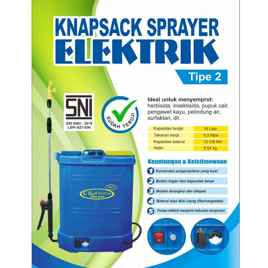 Sprayer Elektrik CBA Type 2 16 Liter - Alat Semprot Tangki Gendong TERMURAH