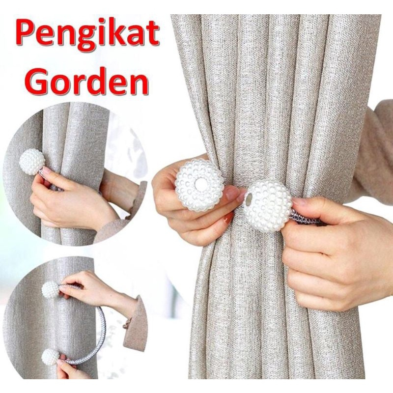 1 PCS TALI GORDEN MUTIARA/TASSEL GORDEN MAGNET MINIMALIS AKSE MUTIARA DEKORASI JENDELA TERMURAH MEDA