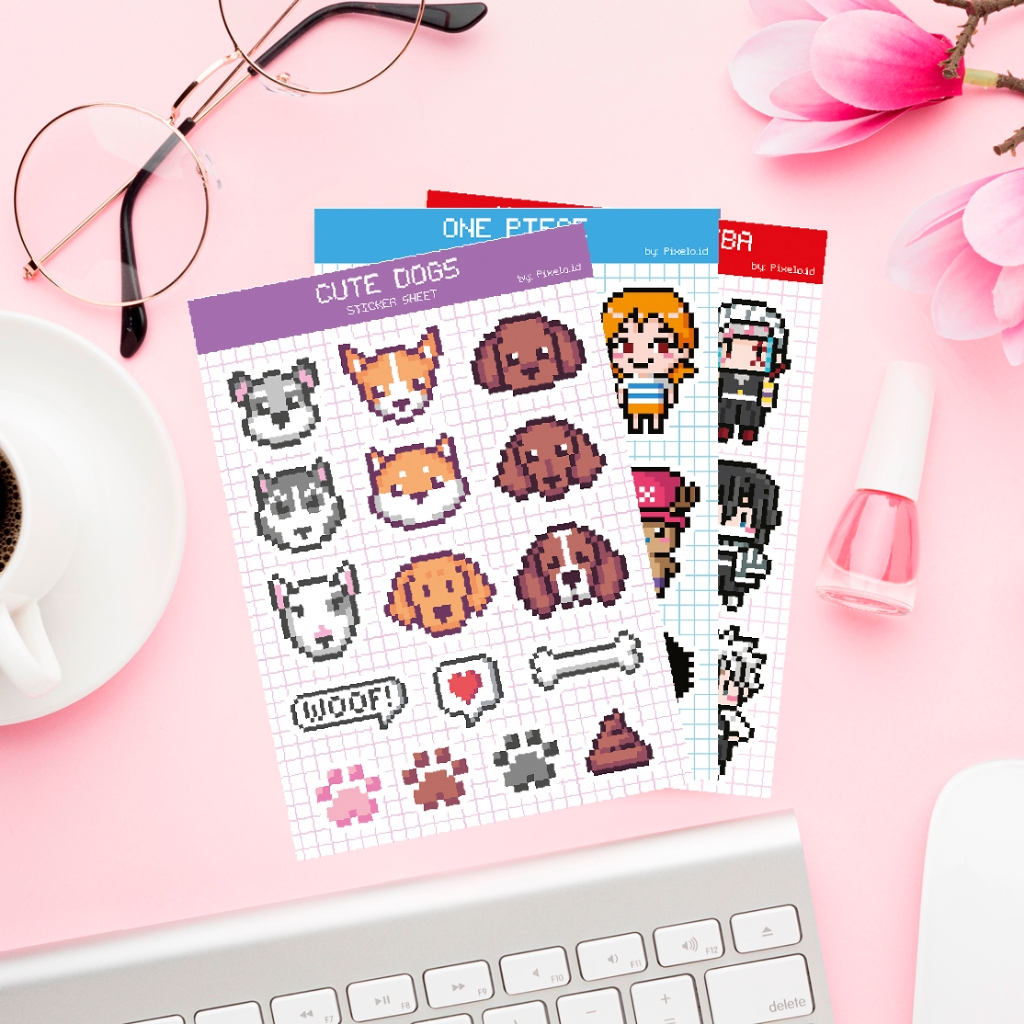 

Stiker Vinyl Pixelo - Retro Pixel Anime disney cute Sticker Diary, Planner, HP, Laptop