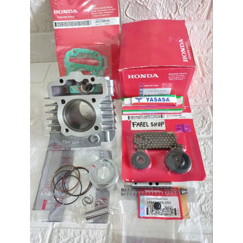 Blok Seher Komplit + Rantai Keteng + Suling Keteng Honda Revo 110 Fi Revo Fit Fi Blade 110 Fi K03